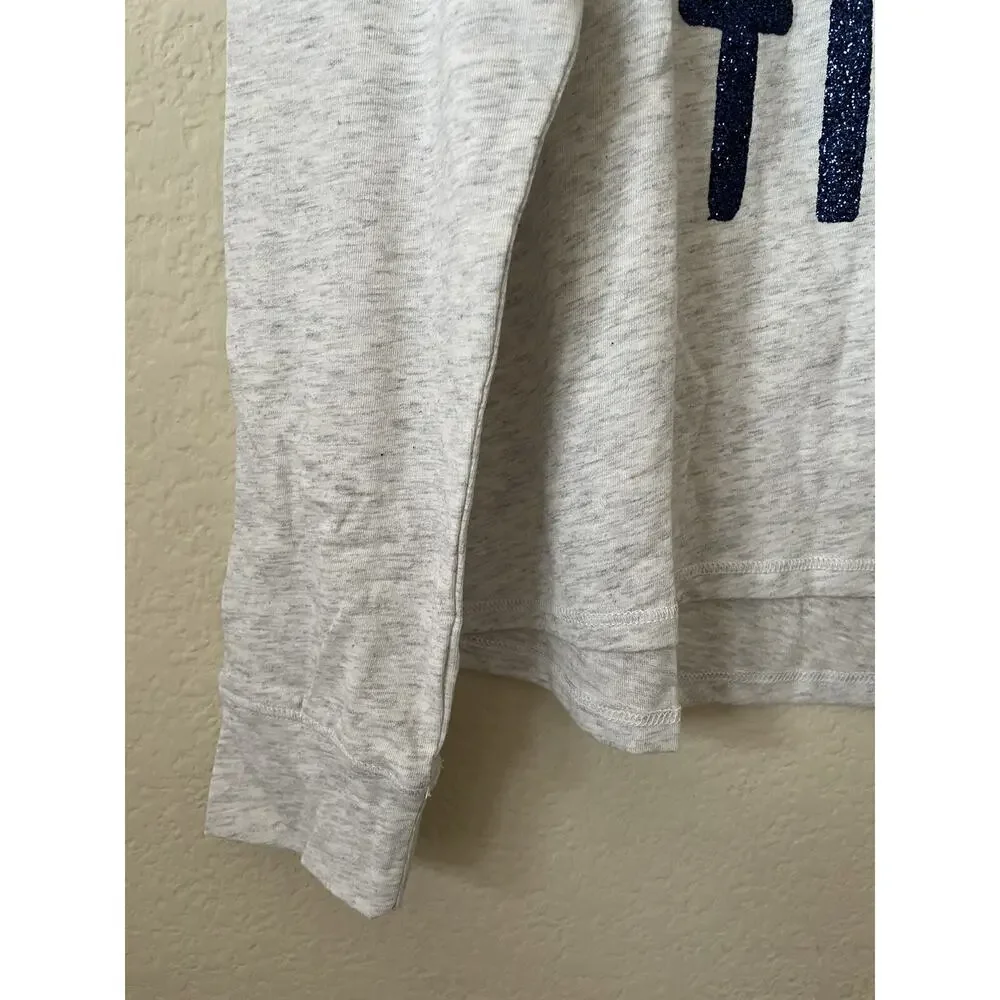 Justice Gray Blue Sparkle Be Beyoutiful Cat Girls’ Long Sleeve Top Size 14/16